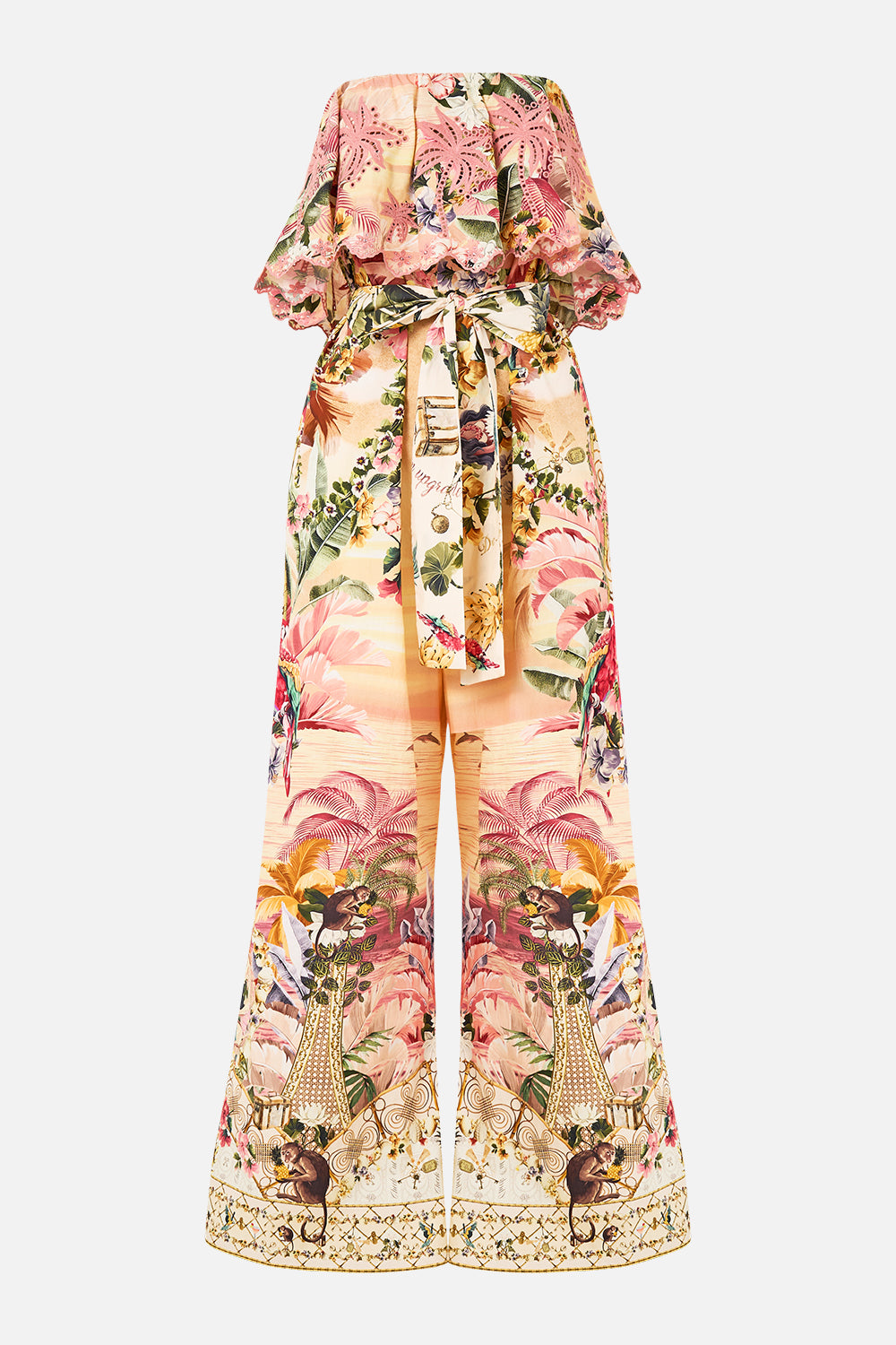 The CAMILLA STRAPLESS JUMPSUIT WITH FRILL WELCOME TO THE WHITE LOTUS