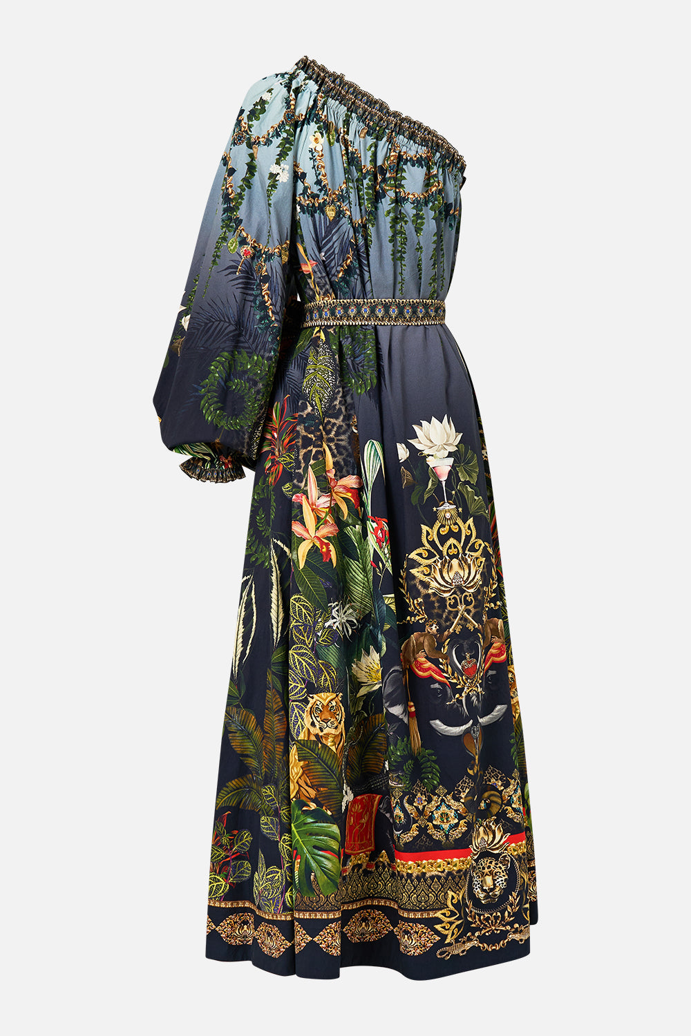 ONE SHOULDER DRESS WITH BLOUSON SLEEVE READY FOR MY WELCOME DRINK