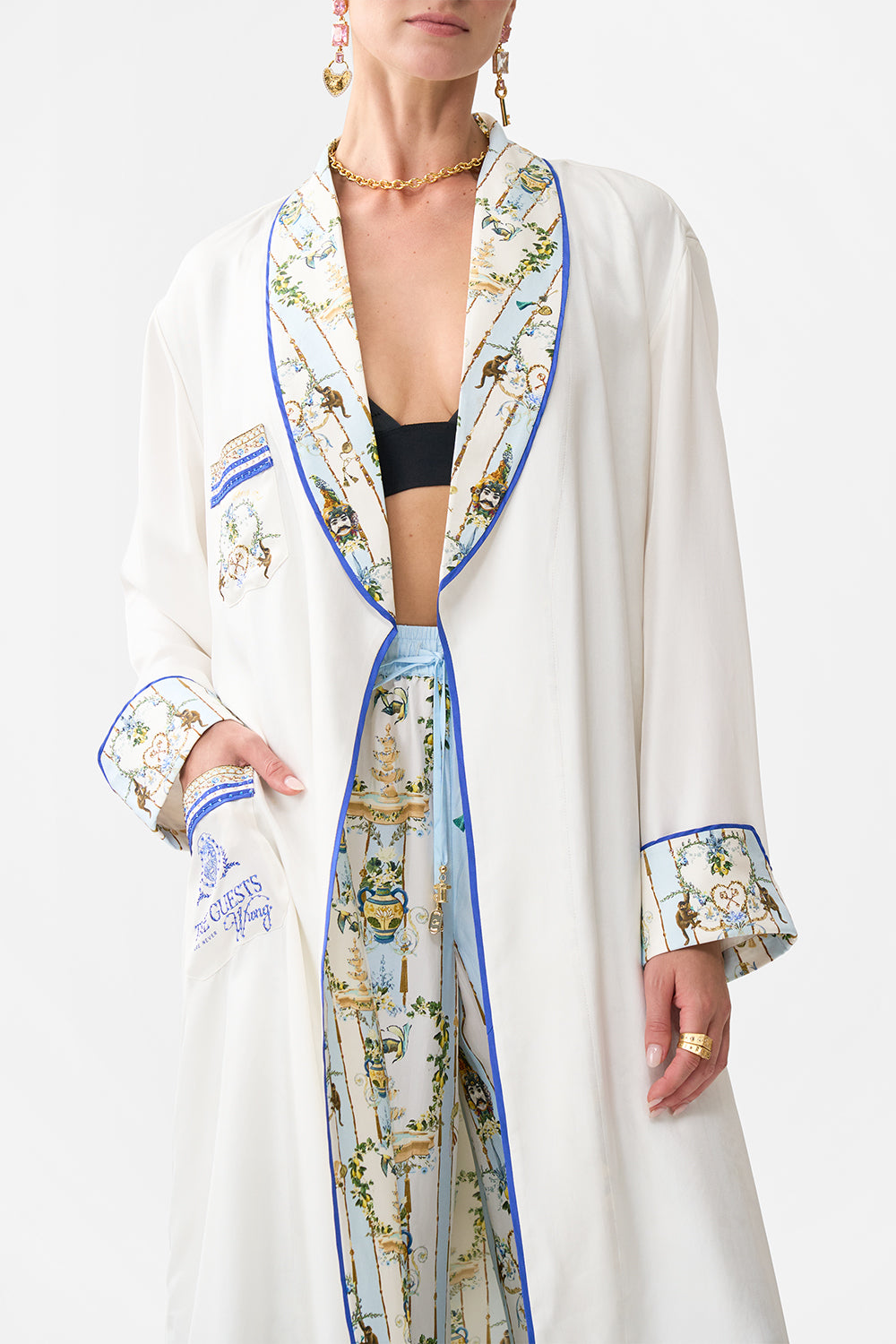 The CAMILLA LONG ROBE WITH TIE VENUS ON A VESPA