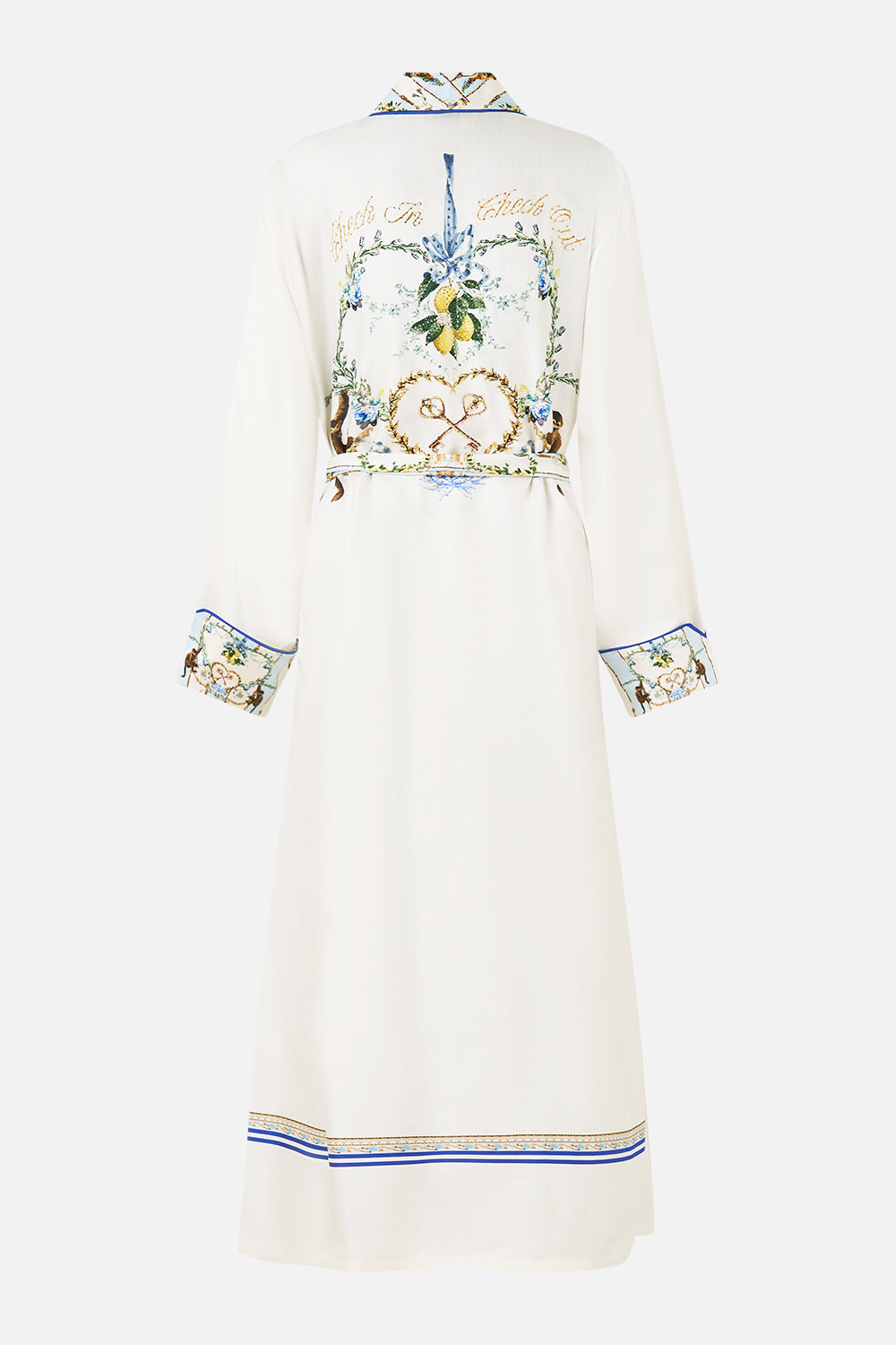 The CAMILLA LONG ROBE WITH TIE VENUS ON A VESPA