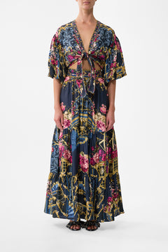 The CAMILLA High Waisted Tiered Skirt in our Ornate On A Plate print.