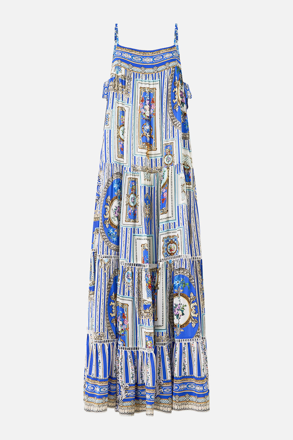 The CAMILLA LONG TIERED DRESS WITH BOW TIES OTTOMAN OPULENCE
