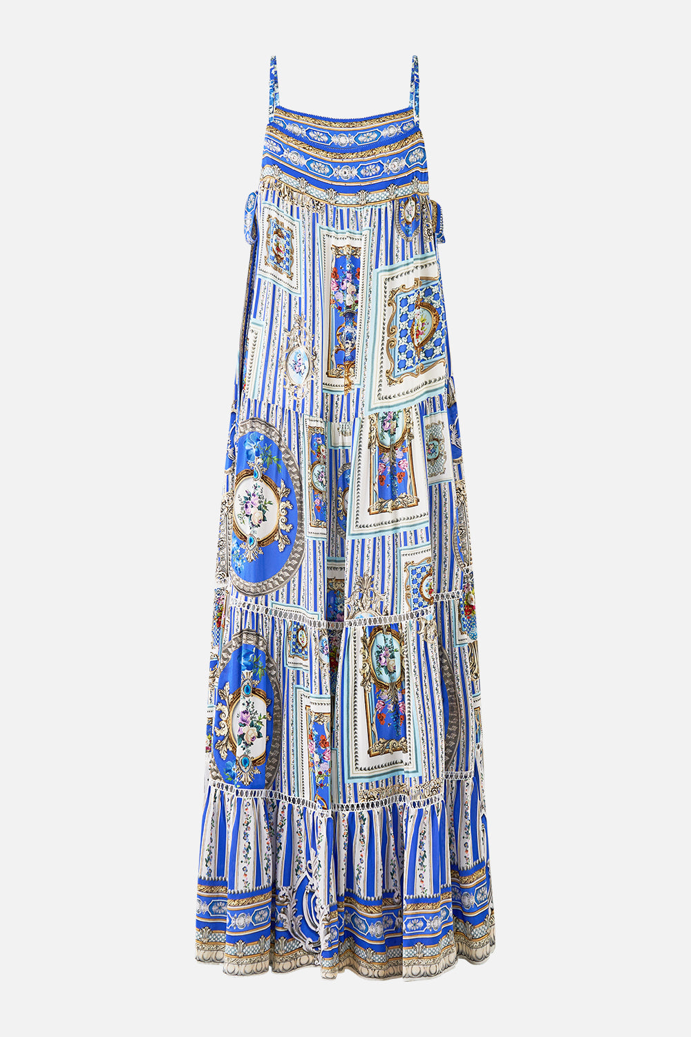 The CAMILLA LONG TIERED DRESS WITH BOW TIES OTTOMAN OPULENCE