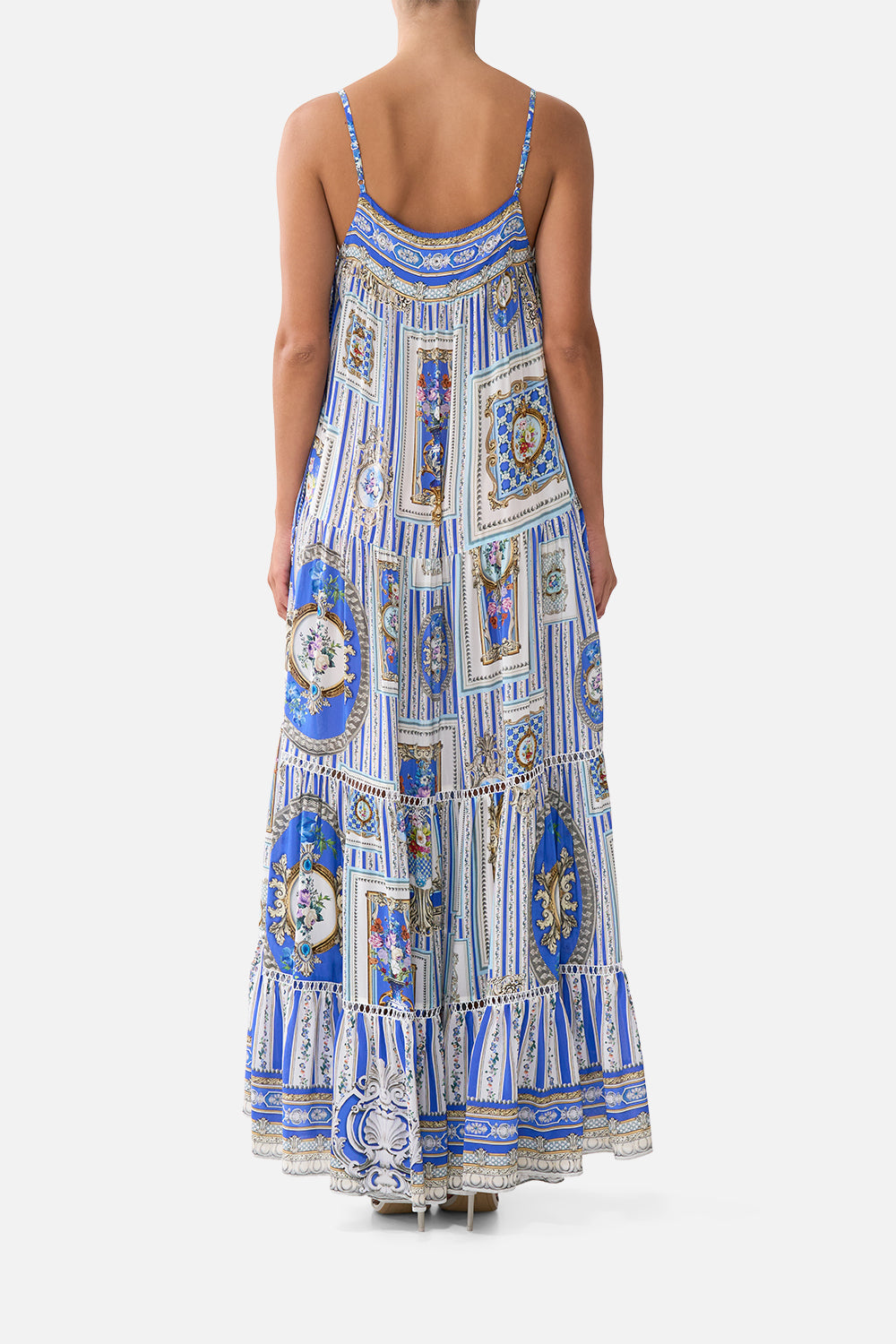 The CAMILLA LONG TIERED DRESS WITH BOW TIES OTTOMAN OPULENCE