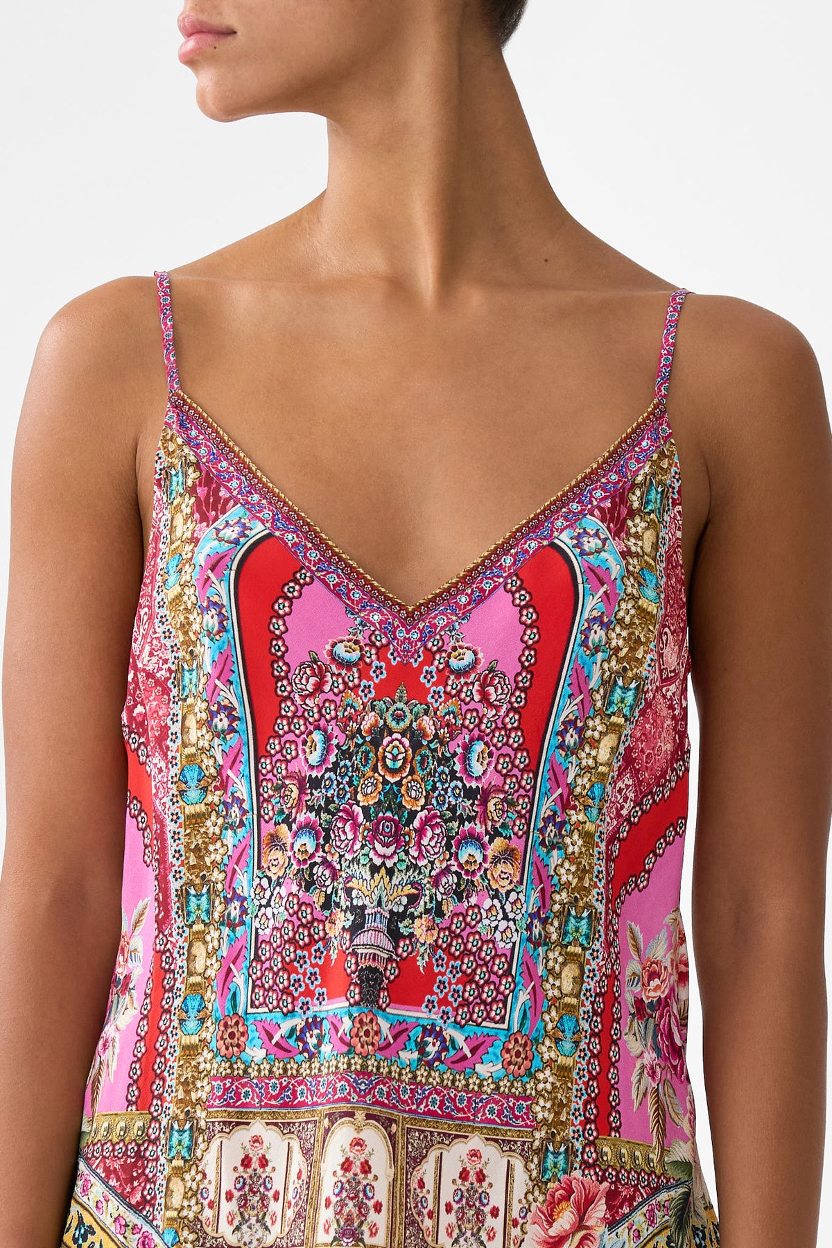 The CAMILLA V-NECK BIAS CAMI HEIRLOOM EMPIRE