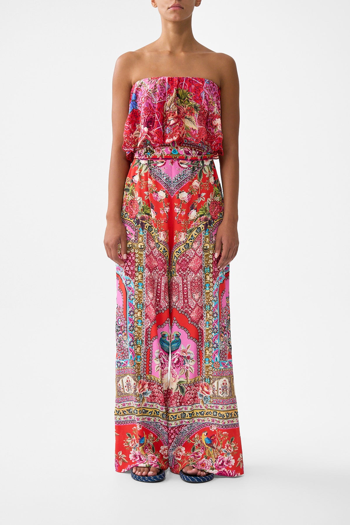 The CAMILLA STRAPLESS JUMPSUIT WITH FRILL HEIRLOOM EMPIREHEIRLOOM EMPIRE