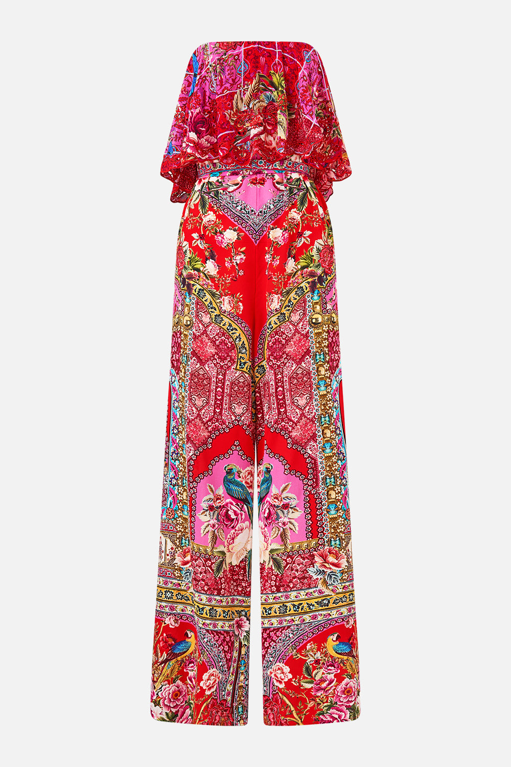 The CAMILLA STRAPLESS JUMPSUIT WITH FRILL HEIRLOOM EMPIRE