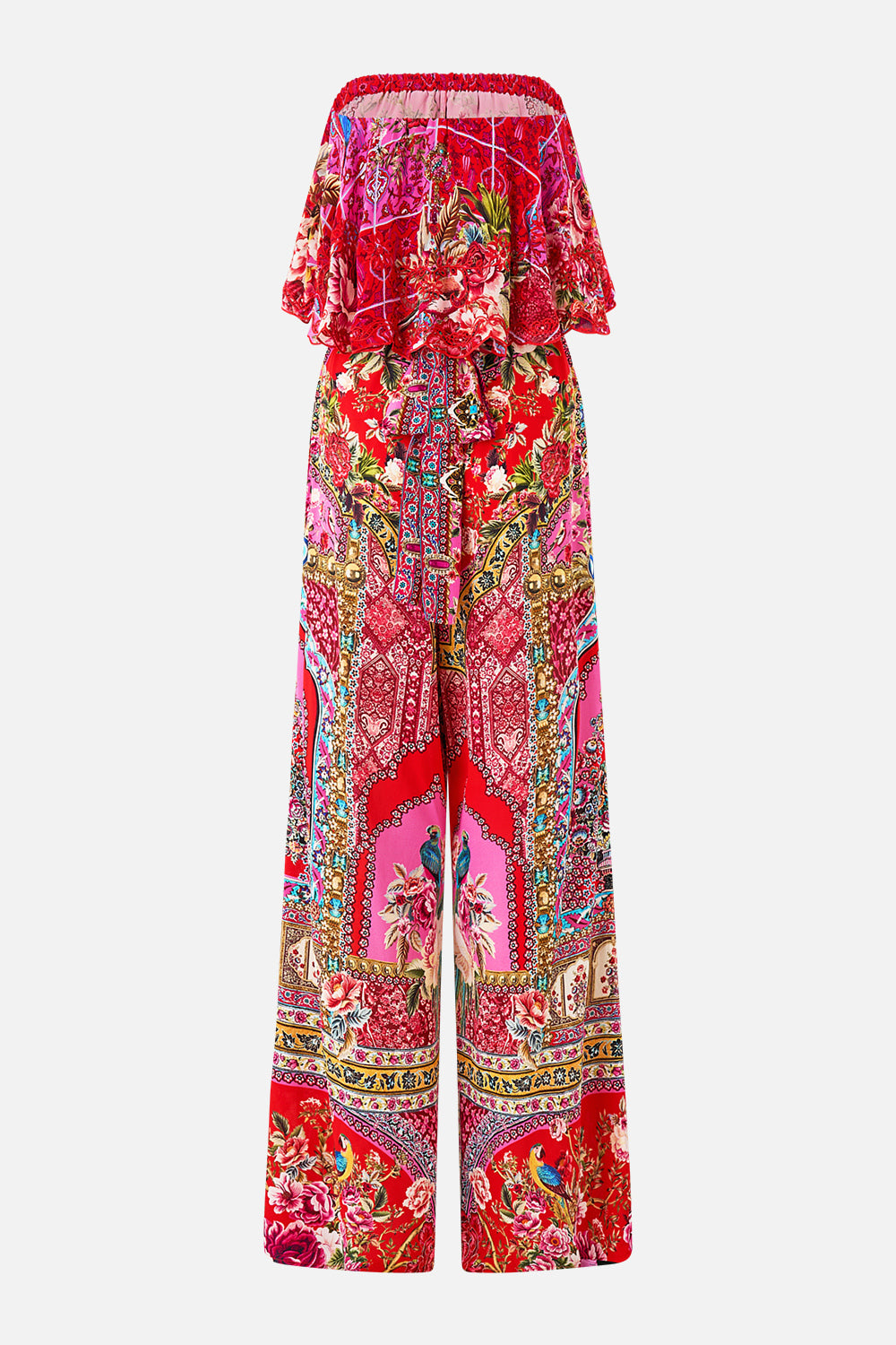 The CAMILLA STRAPLESS JUMPSUIT WITH FRILL HEIRLOOM EMPIRE