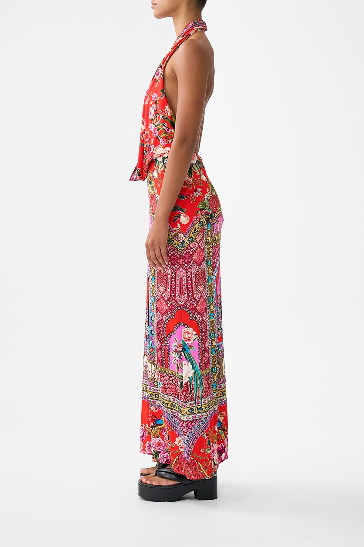 The CAMILLA DEEP COWL PLUNGE DRESS HEIRLOOM EMPIRE