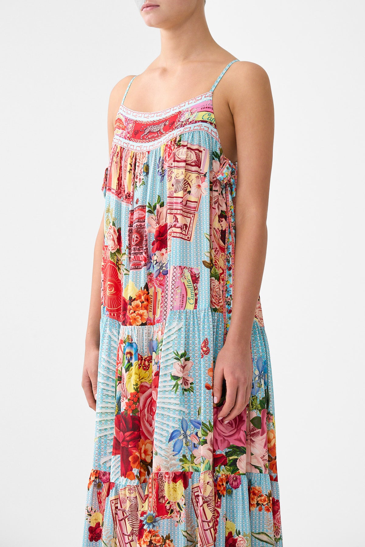 The CAMILLA LONG TIERED DRESS WITH BOW TIES PAPERS AND CURIOUS CAPERS
