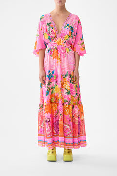 WAISTED DRESS WITH HEM RUFFLE ILLUSTRATION NATION