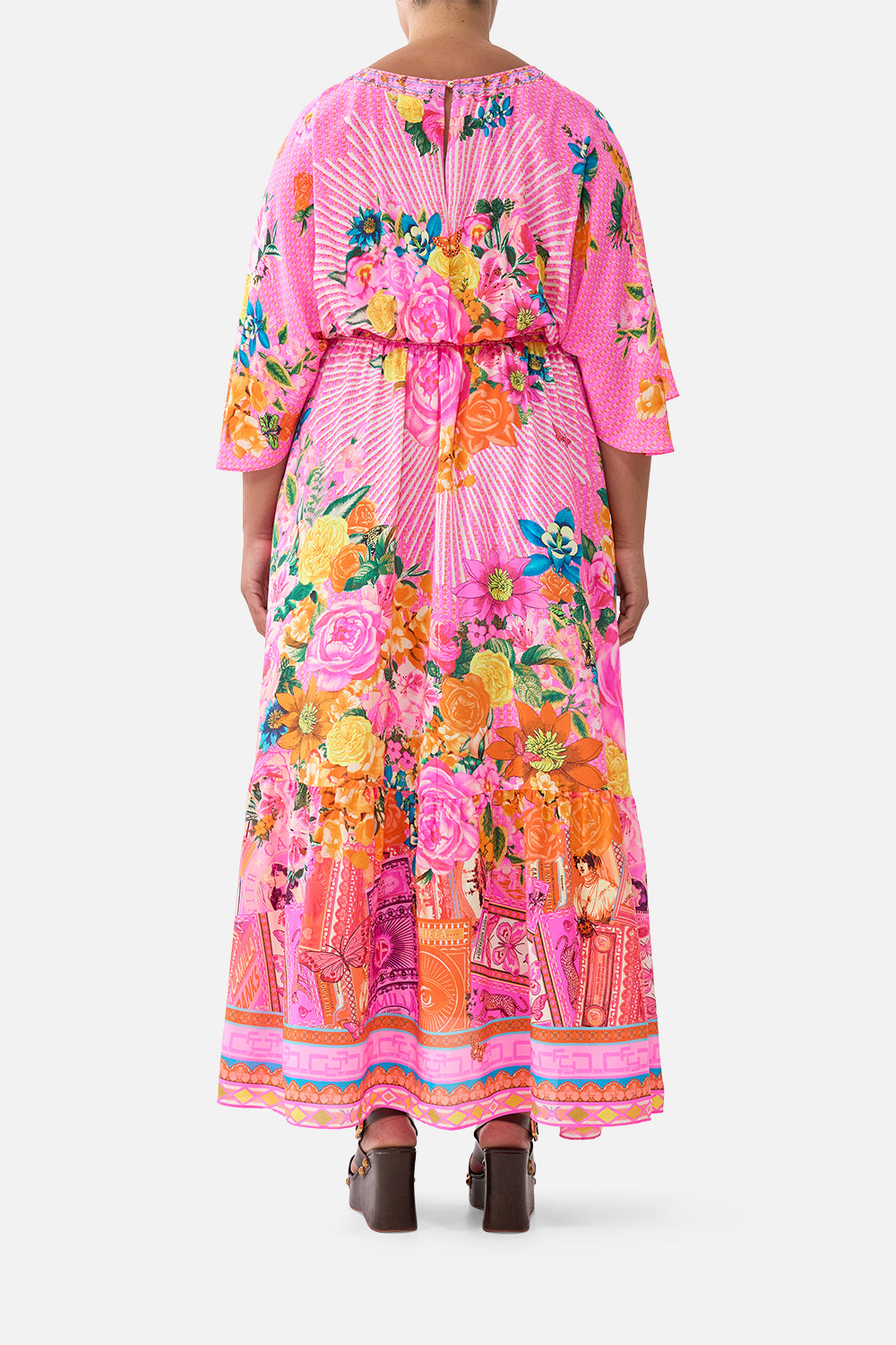 WAISTED DRESS WITH HEM RUFFLE ILLUSTRATION NATION