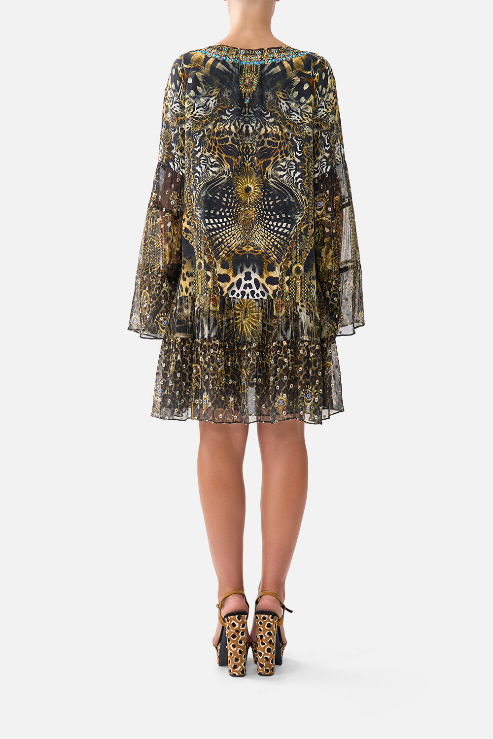 The CAMILLA A-LINE GATHERED PANEL DRESS FELINE FOLKLORE