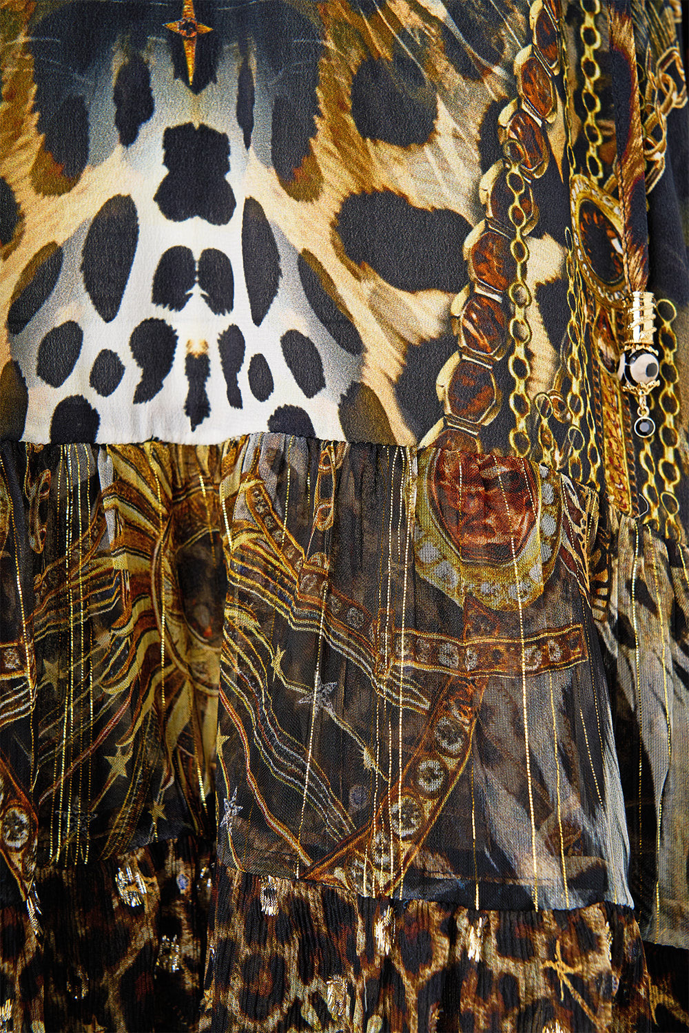The CAMILLA A-LINE GATHERED PANEL DRESS FELINE FOLKLORE