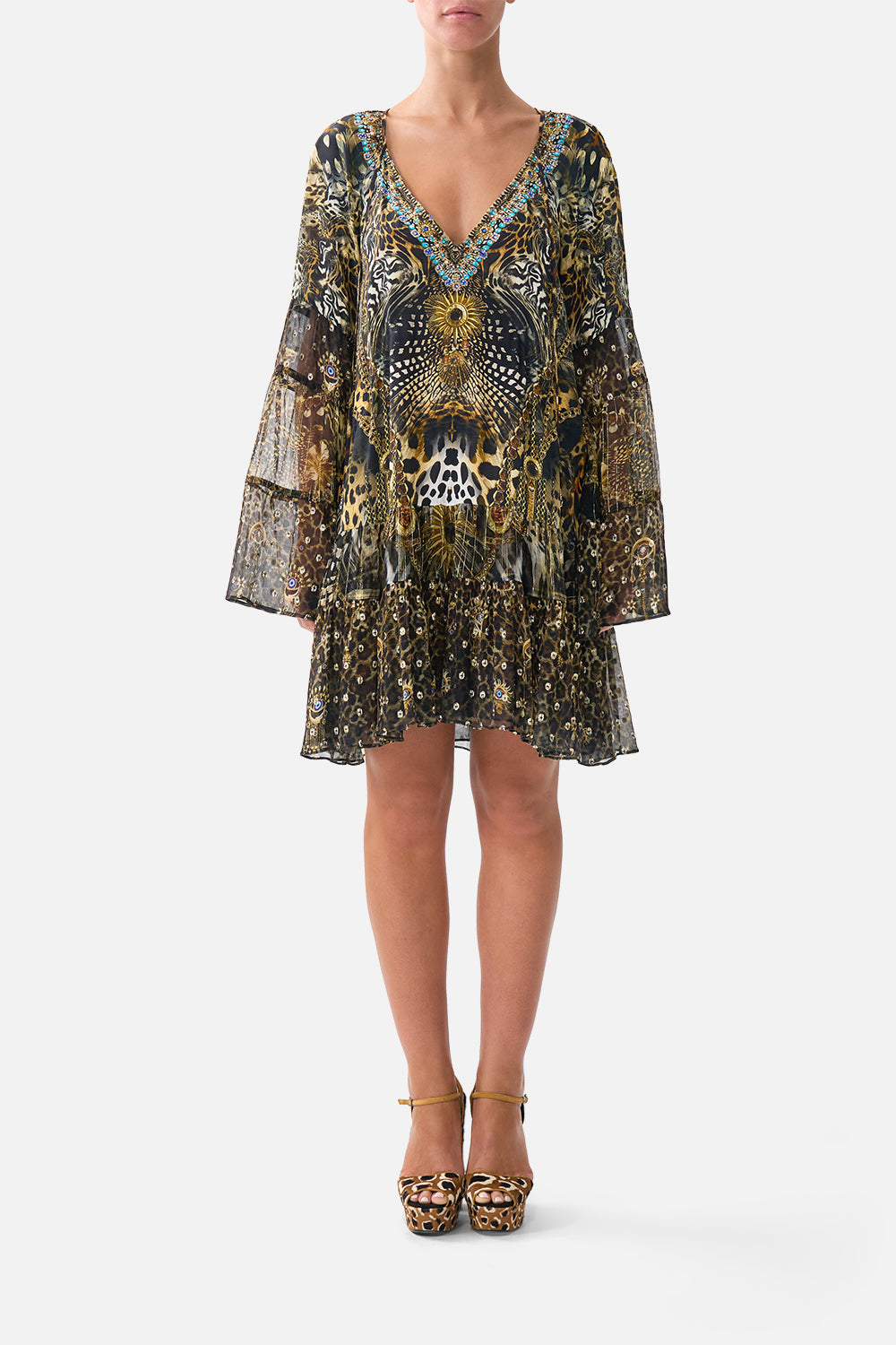 The CAMILLA A-LINE GATHERED PANEL DRESS FELINE FOLKLOREFELINE FOLKLORE