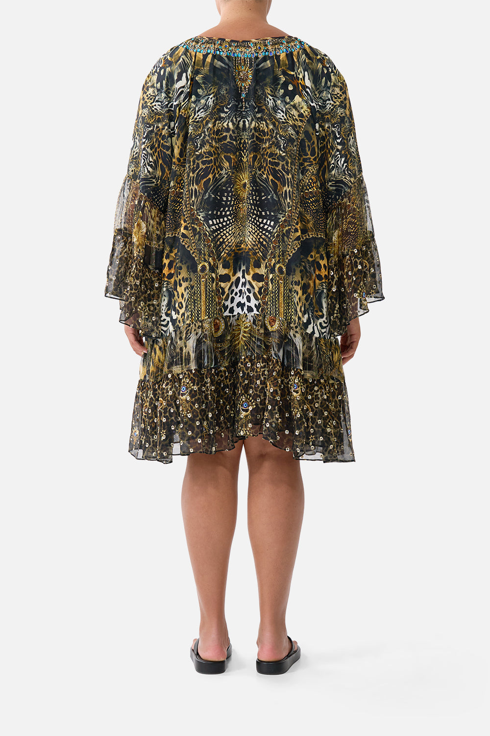The CAMILLA A-LINE GATHERED PANEL DRESS FELINE FOLKLORE