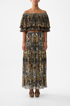 PLEATED MIDI SKIRT FELINE FOLKLORE