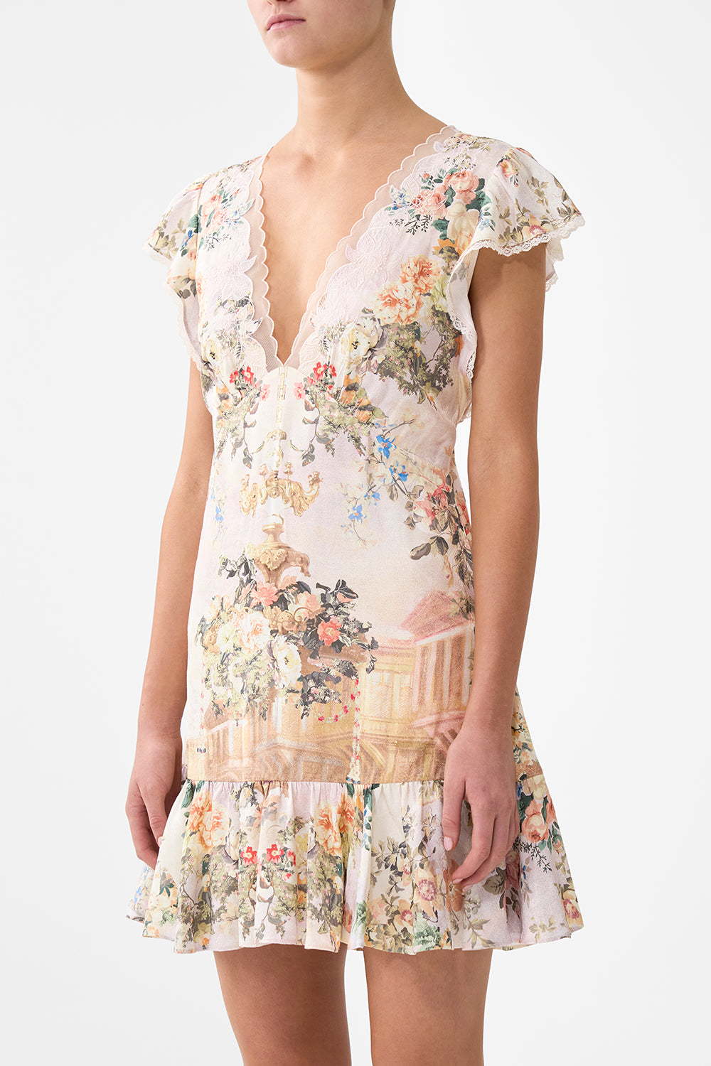 The CAMILLA RUFFLE SLEEVE SHORT DRESS TWILIGHT IN ISTANBUL