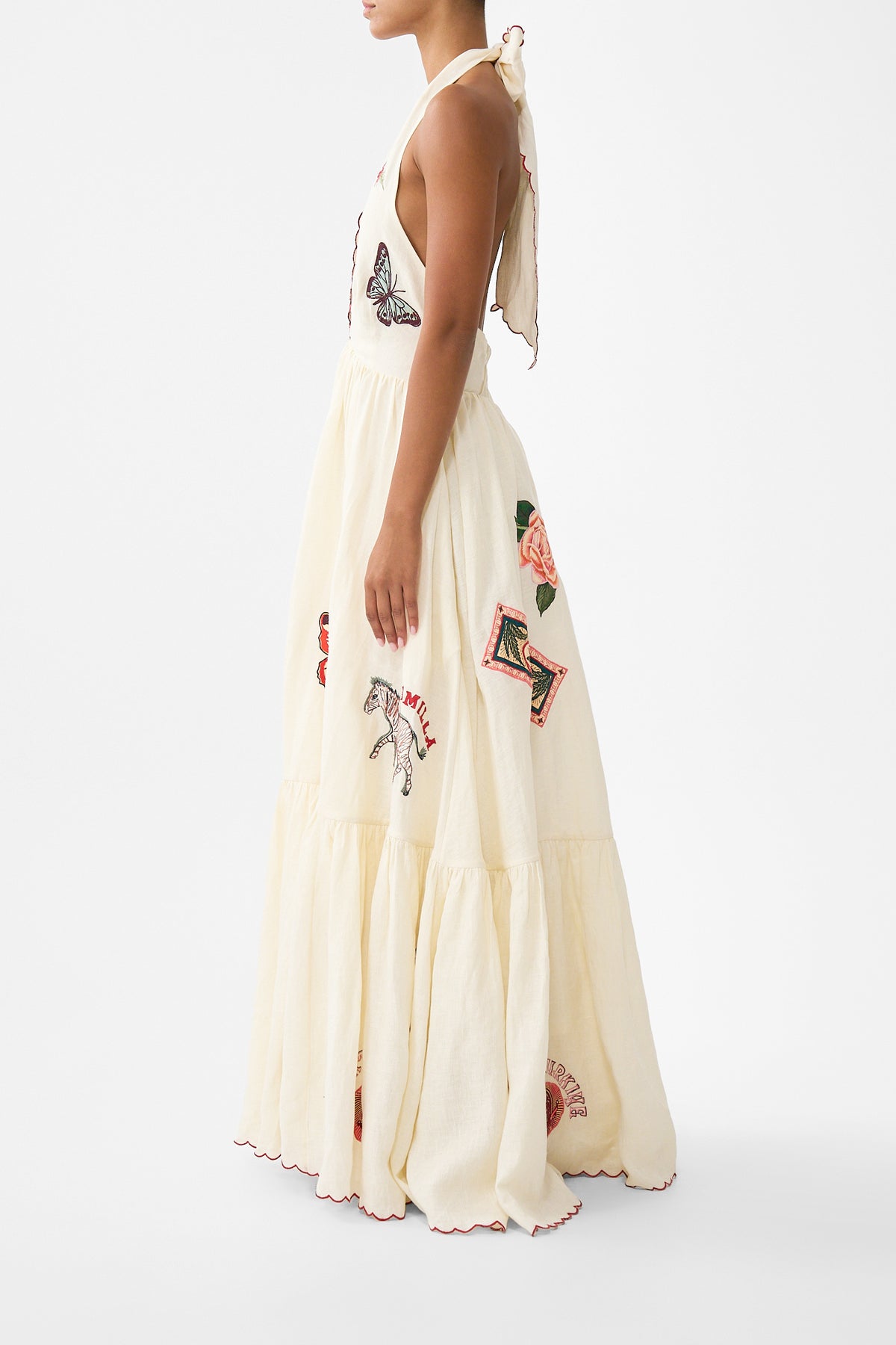 The CAMILLA RUFFLE HEM HALTER DRESS HIGH CLASS HOOKAH
