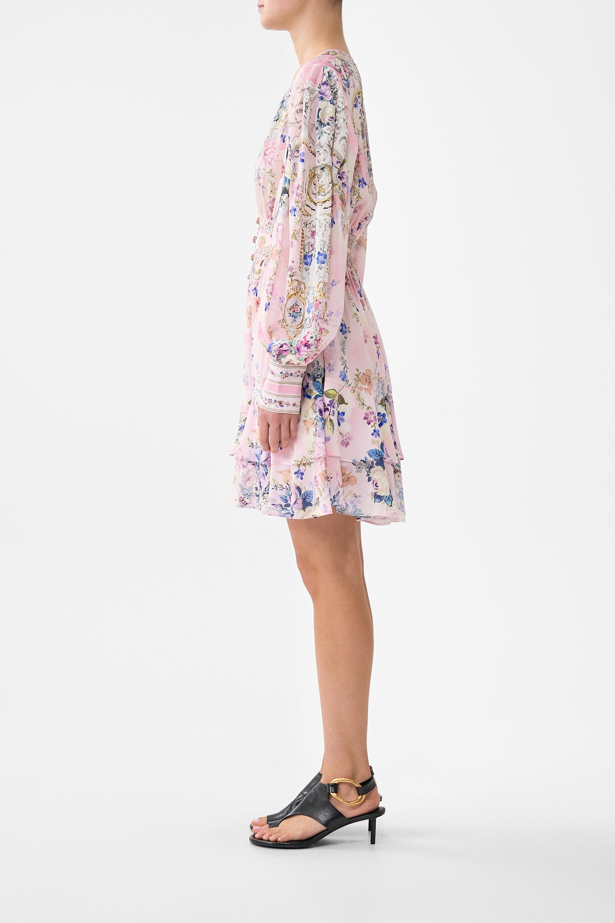 The CAMILLA BUTTON FRONT FRILL DRESS PALATIAL PASTELS