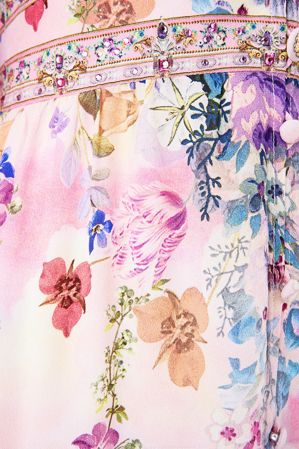 The CAMILLA BUTTON FRONT FRILL DRESS PALATIAL PASTELS