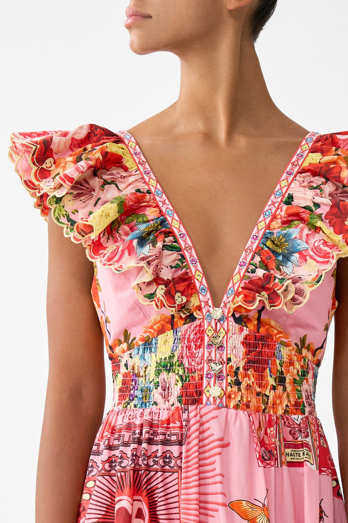 The CAMILLA TIERED DRESS WITH NECK FRILL COLLAGE KINGDOM