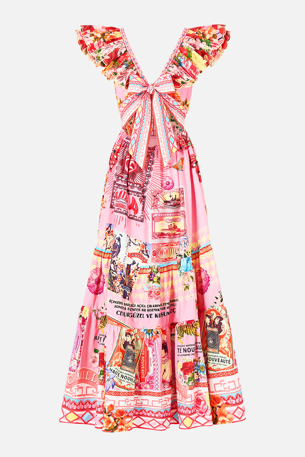 The CAMILLA TIERED DRESS WITH NECK FRILL COLLAGE KINGDOM