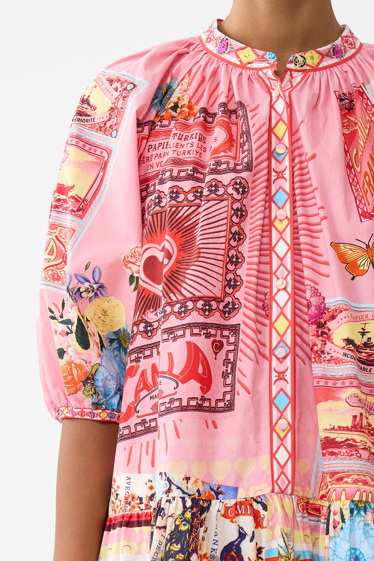 The CAMILLA PUFF SLEEVE SHIRT DRESS COLLAGE KINGDOM