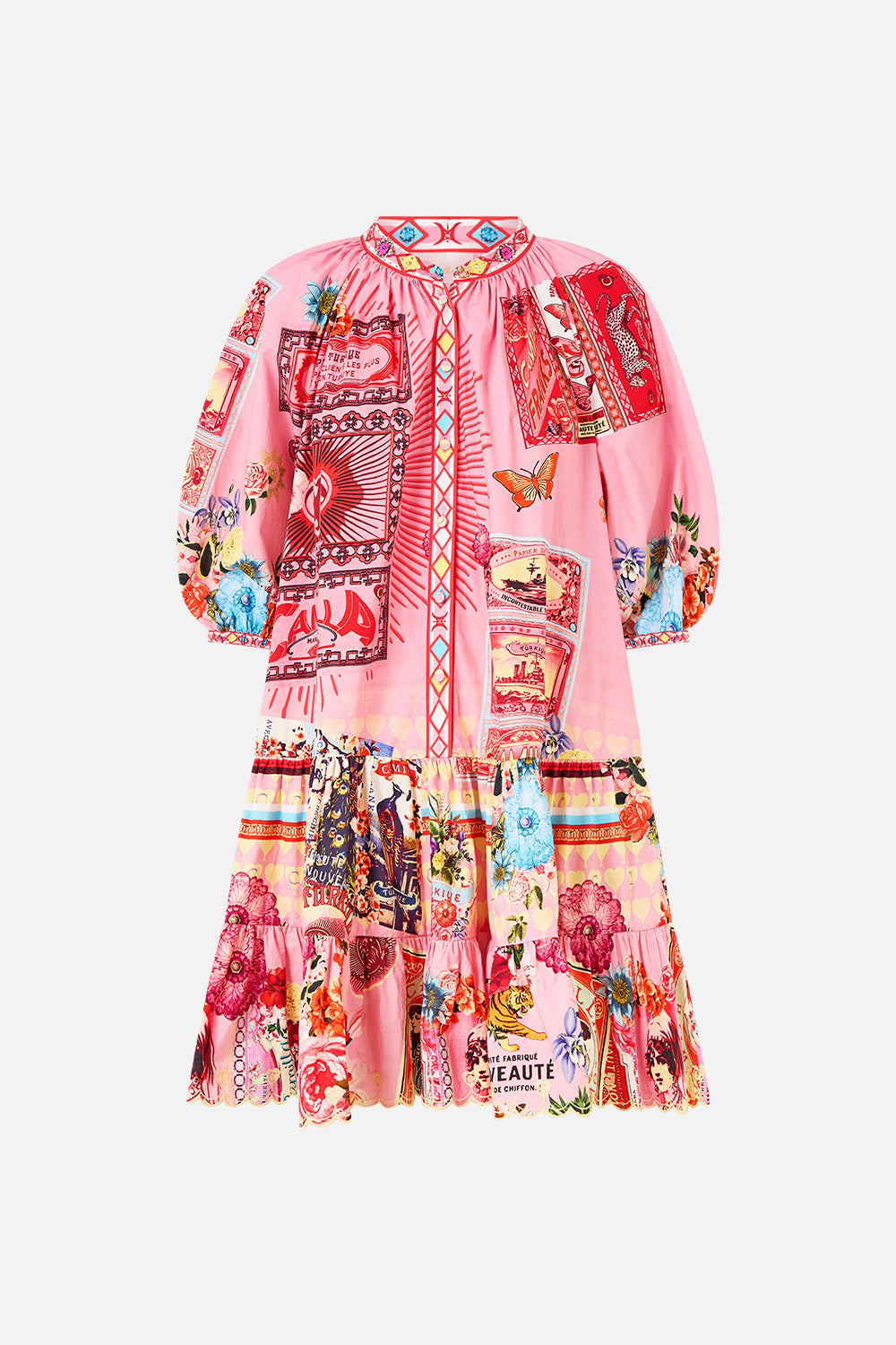 The CAMILLA PUFF SLEEVE SHIRT DRESS COLLAGE KINGDOM