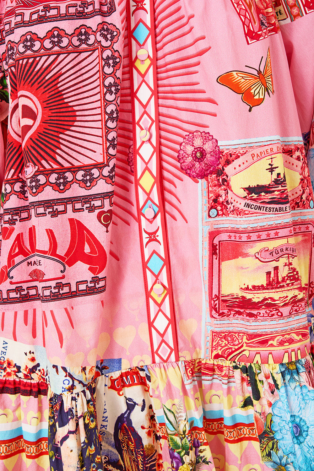 The CAMILLA PUFF SLEEVE SHIRT DRESS COLLAGE KINGDOM