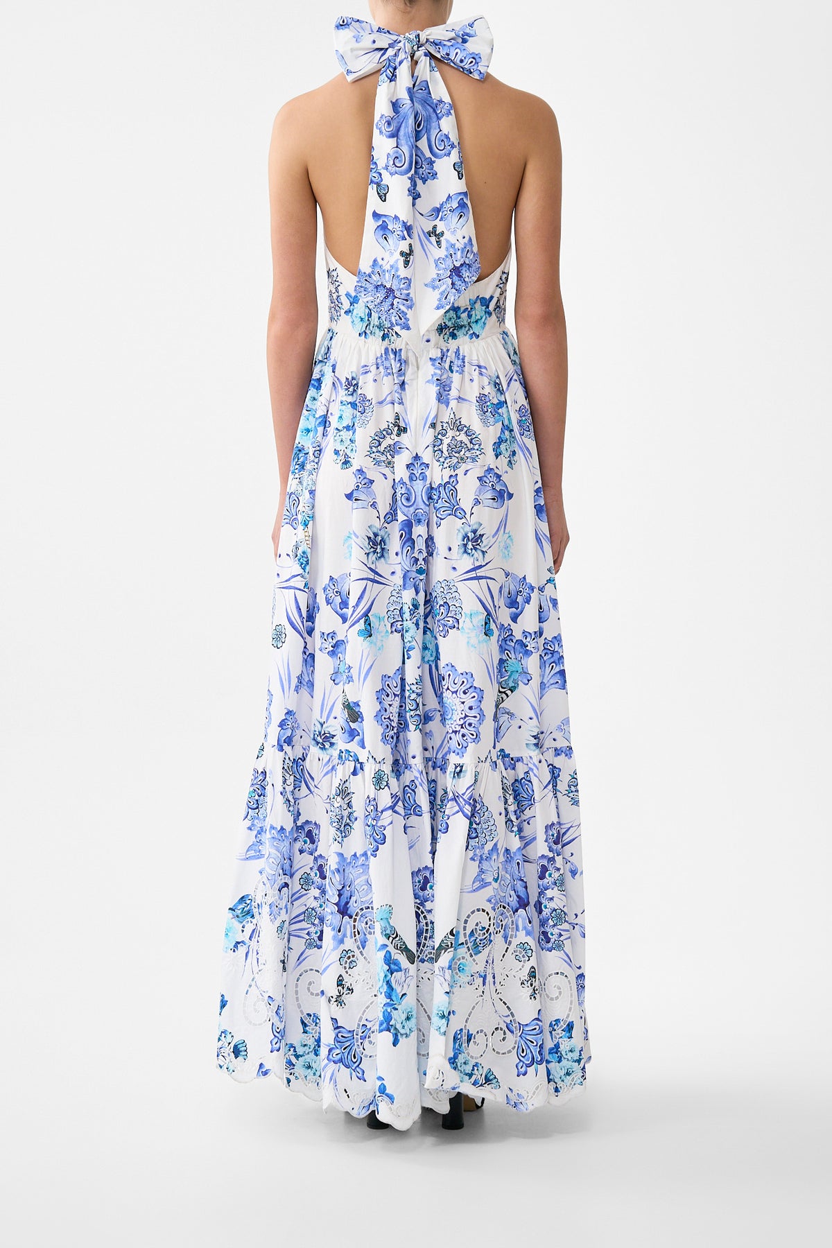 The CAMILLA RUFFLE HEM HALTER DRESS ALL ABOUT THAT LACE