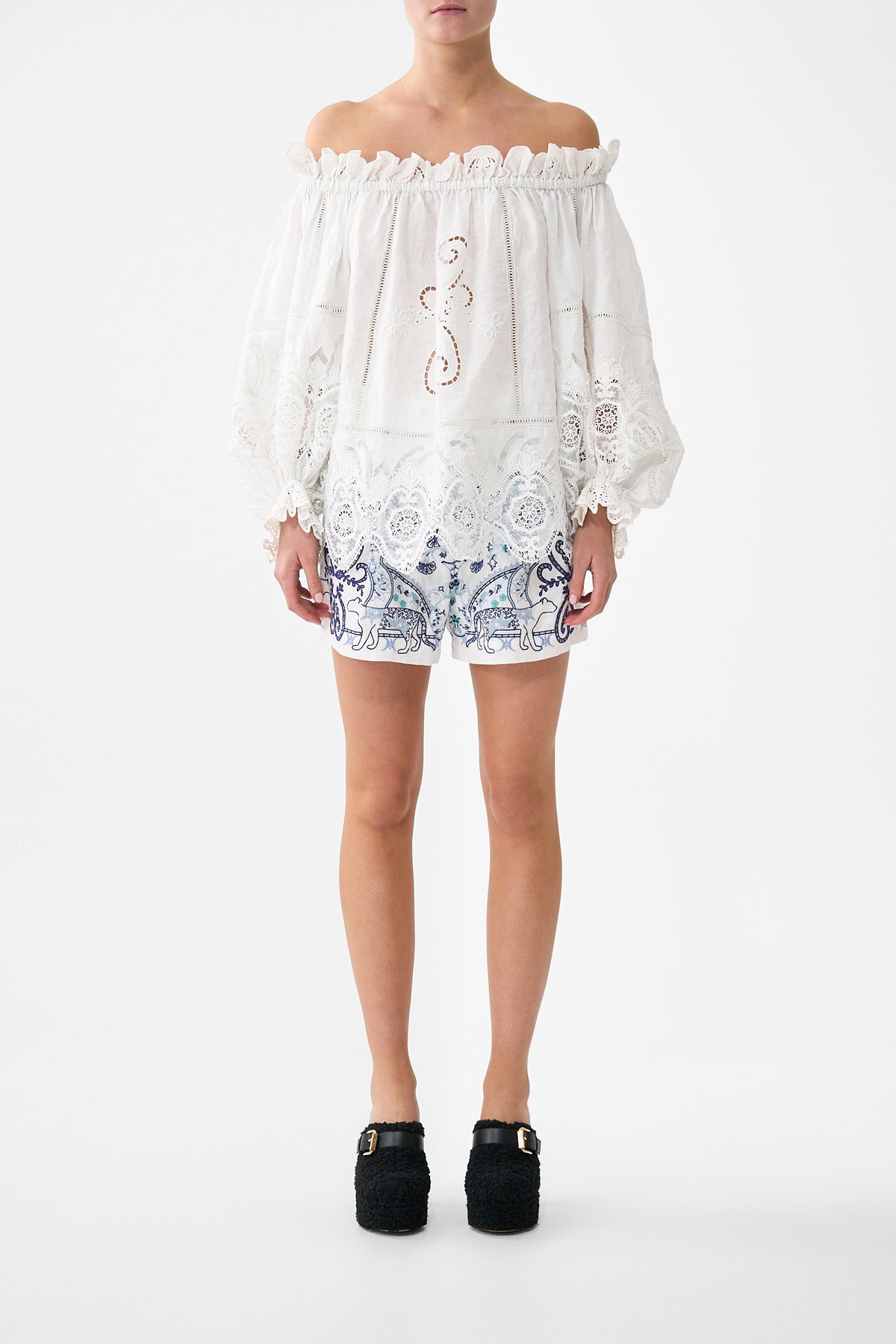 The CAMILLA FRILL OFF SHOULDER TOP ALL ABOUT THAT LACEALL ABOUT THAT LACE