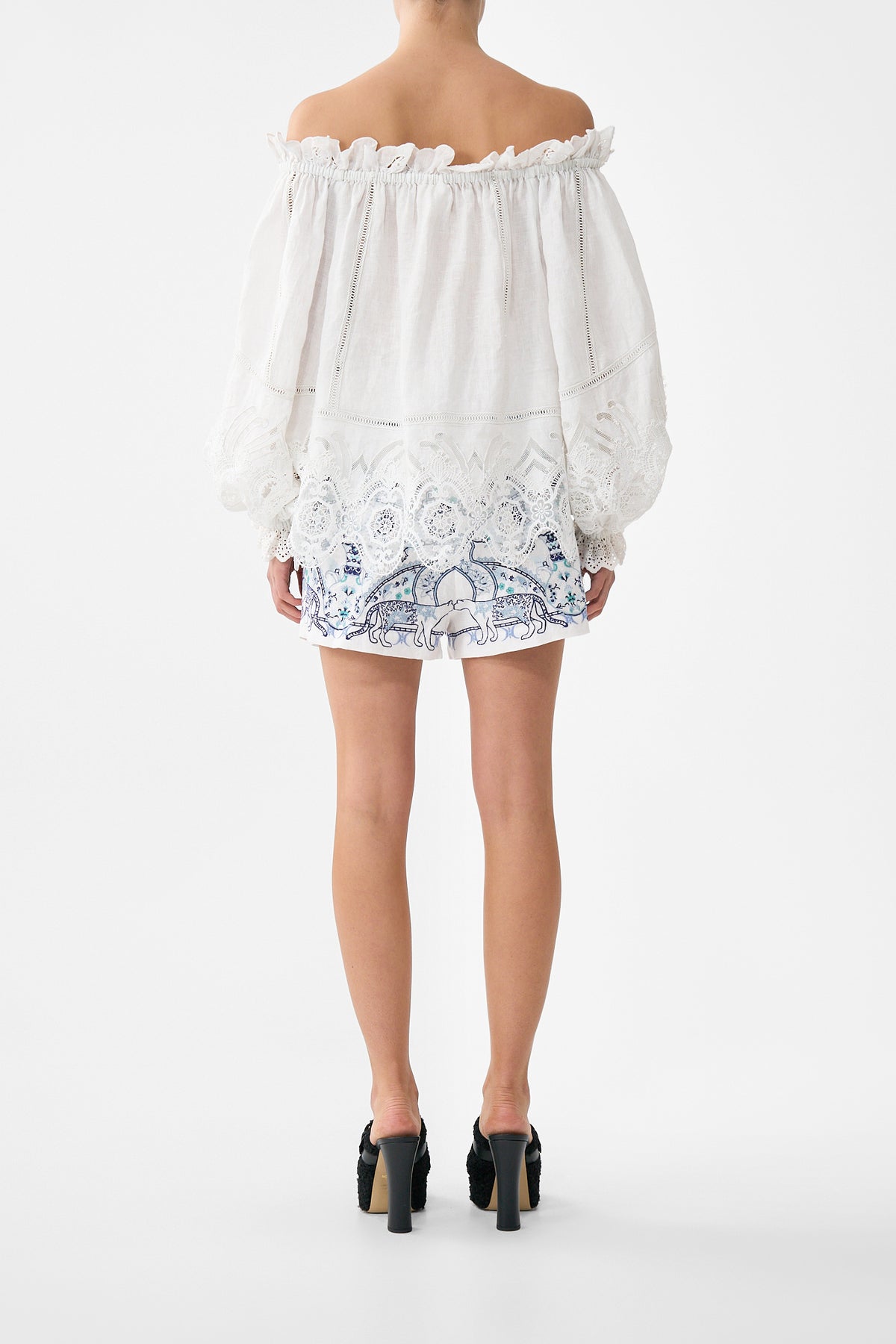 The CAMILLA FRILL OFF SHOULDER TOP ALL ABOUT THAT LACE