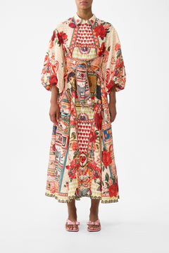 WAIST TIE SHIRT DRESS WITH BUBBLE SLEEVE HIGH CLASS HOOKAH