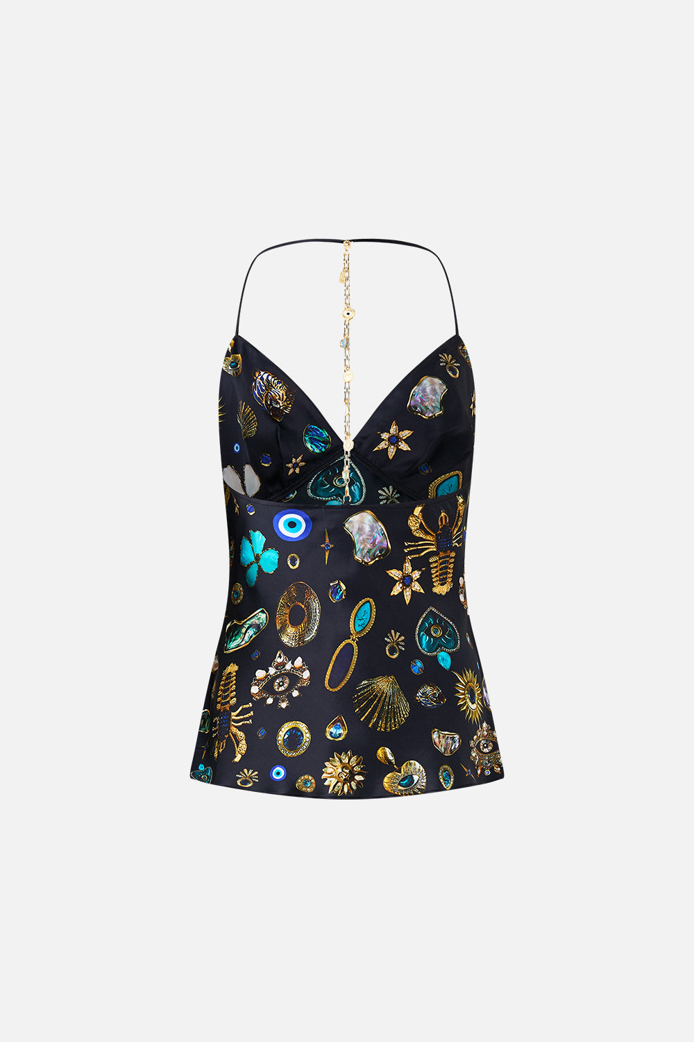 The CAMILLA CHAIN DETAIL BIAS CAMI AMULETS AND ALCHEMY
