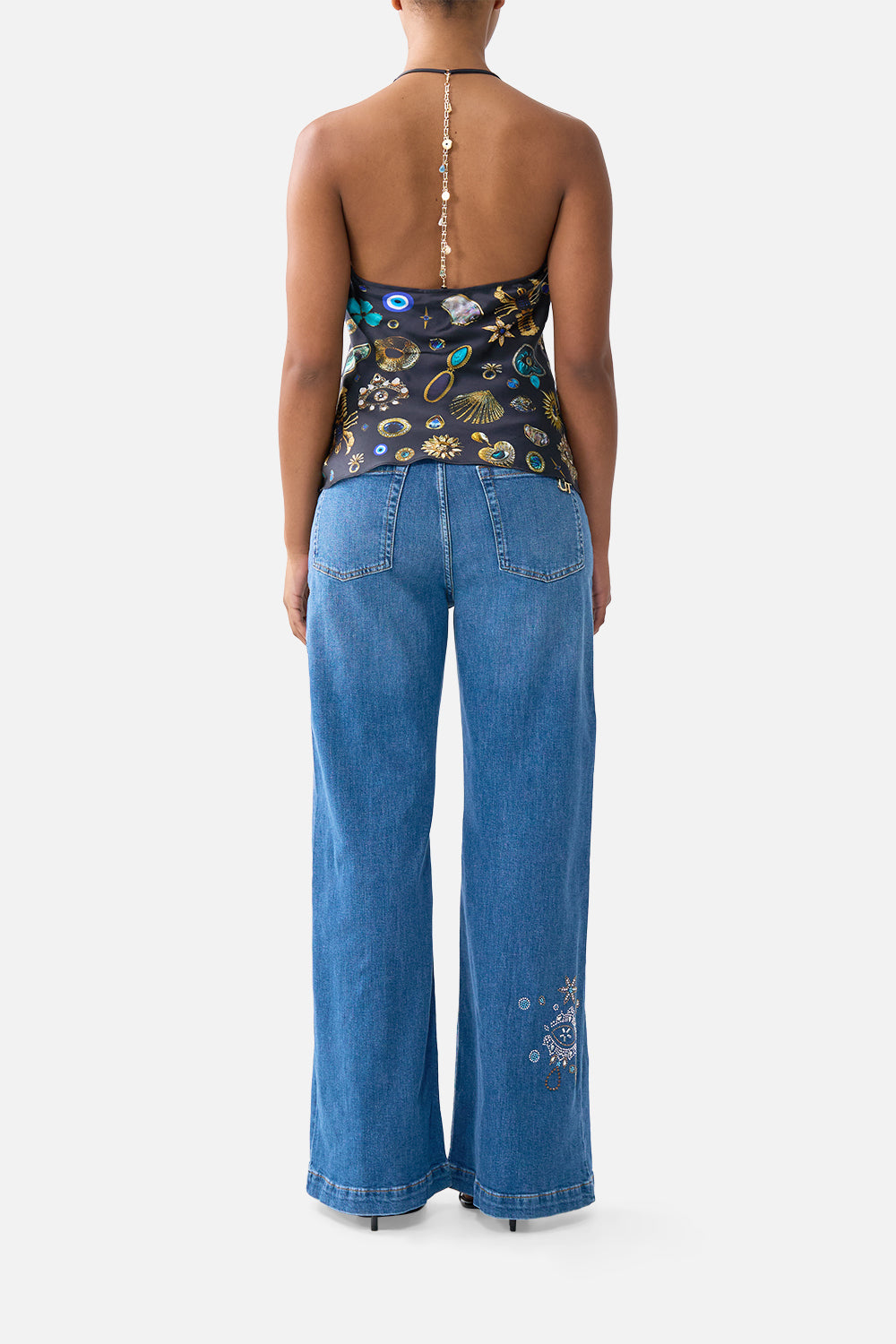 The CAMILLA CHAIN DETAIL BIAS CAMI AMULETS AND ALCHEMY