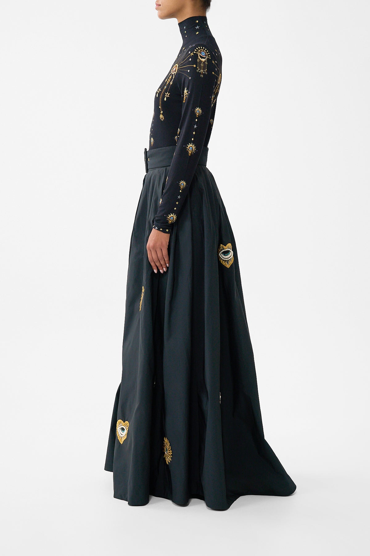 BELTED TAFFETA MAXI SKIRT AMULETS AND ALCHEMY