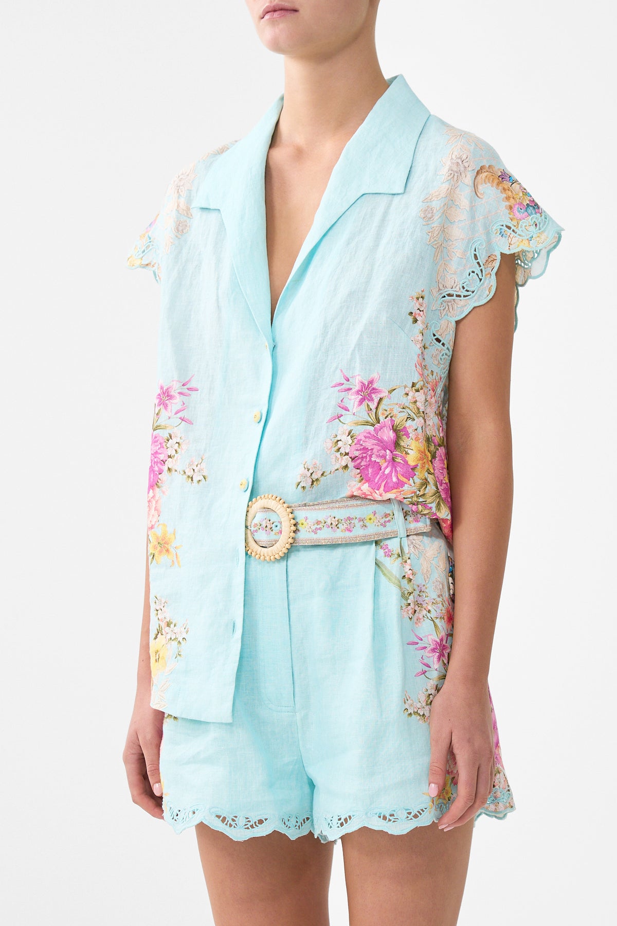 BUTTON THROUGH COLLARED TOP BAZAAR BLOOMS