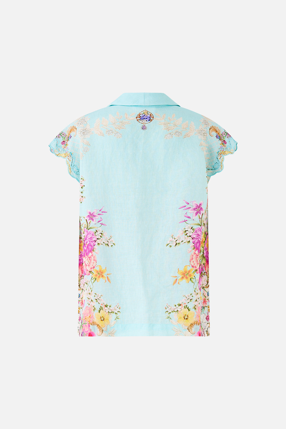 BUTTON THROUGH COLLARED TOP BAZAAR BLOOMS