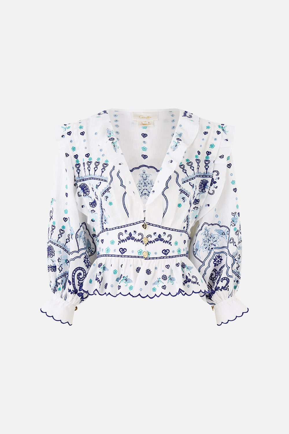 V-NECK BLOUSE WITH RUFFLE DETAILS ALL ABOUT THAT LACE