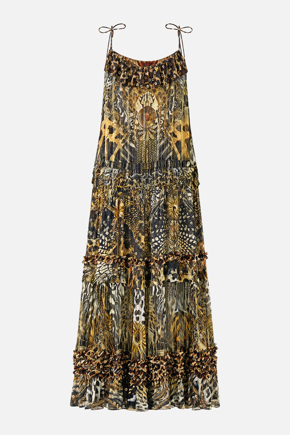 The CAMILLA GATHERED TIERED DRESS WITH FRILL DETAIL FELINE FOLKLORE