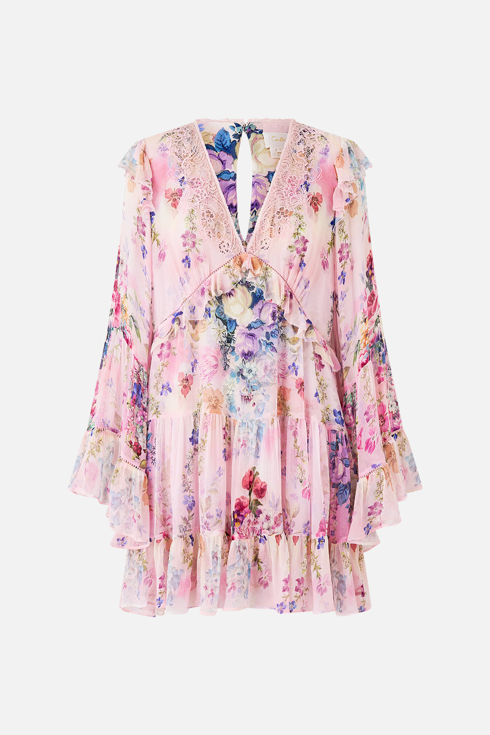 The CAMILLA TIERED SWING MINI DRESS PALATIAL PASTELS