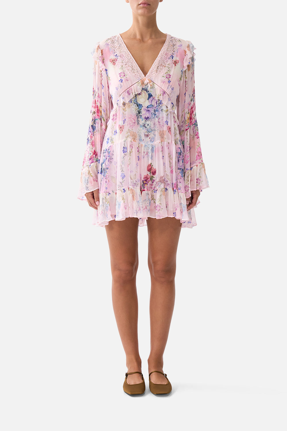 The CAMILLA TIERED SWING MINI DRESS PALATIAL PASTELSPALATIAL PASTELS