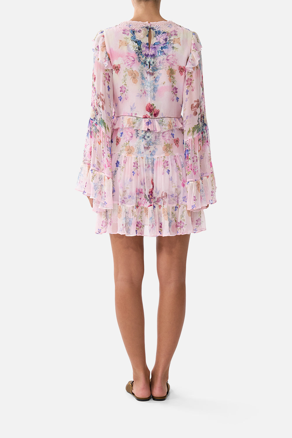 The CAMILLA TIERED SWING MINI DRESS PALATIAL PASTELS