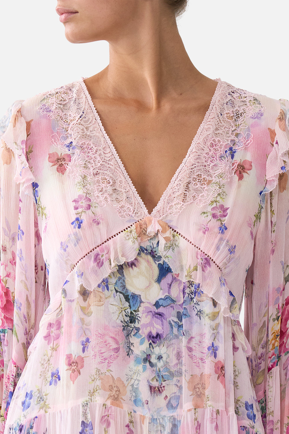 The CAMILLA TIERED SWING MINI DRESS PALATIAL PASTELS
