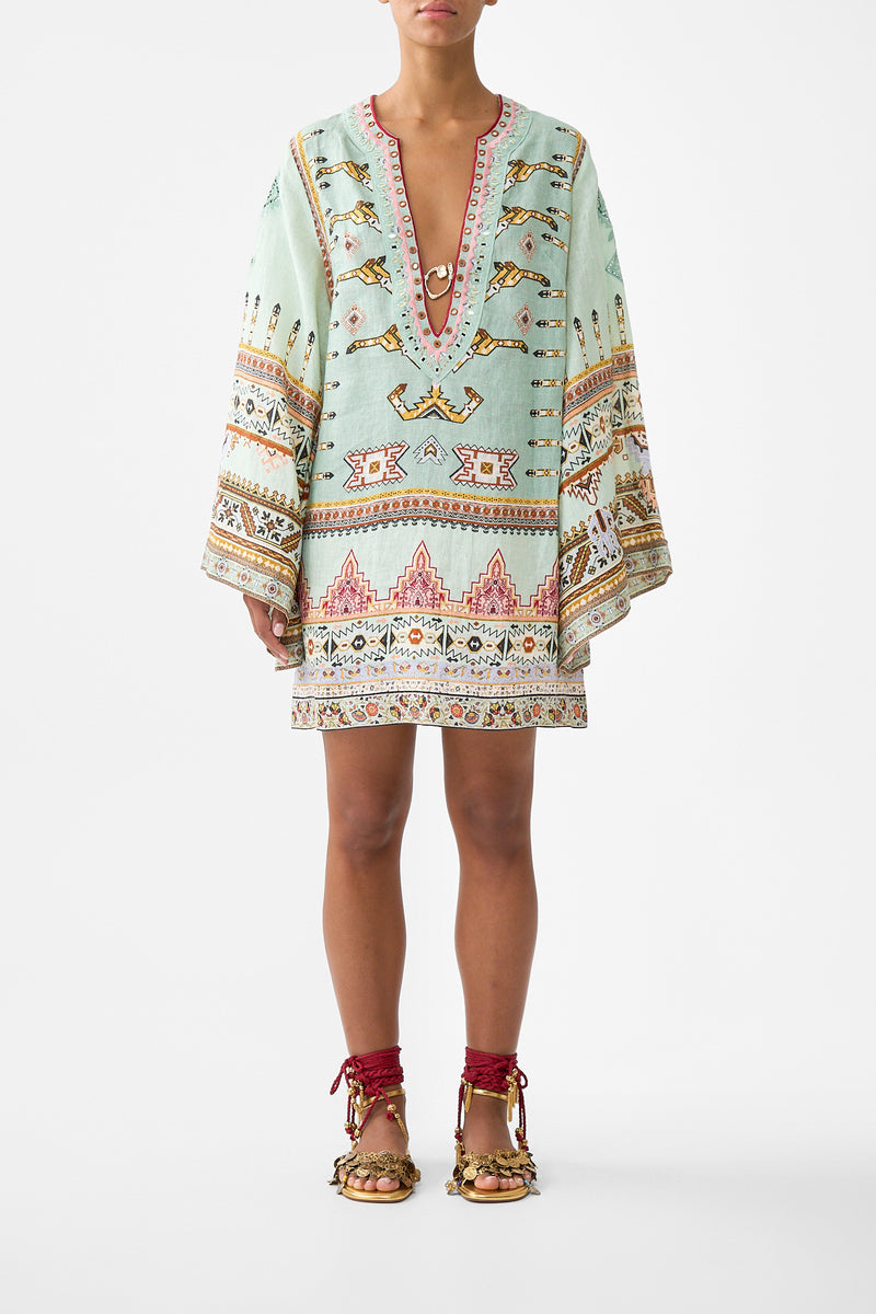 DEEP V NECK HARDWARE SHORT KAFTAN NAVÀS NOUVEAU