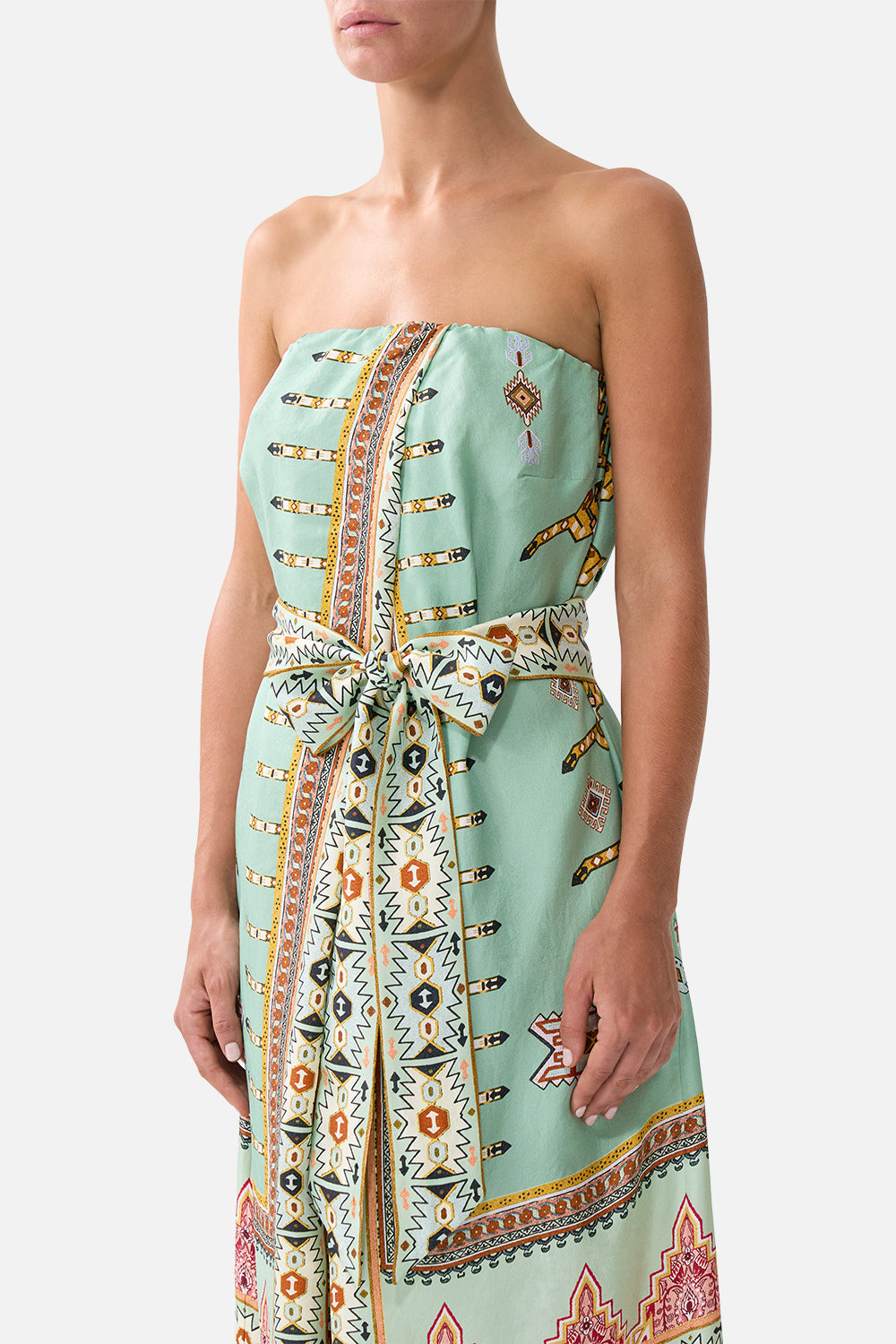 The CAMILLA FRONT PLEAT STRAPLESS JUMPSUIT LEGEND HAS IT