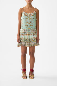 GATHERED MINI TIERED DRESS WITH FRILL DETAIL LEGEND HAS IT