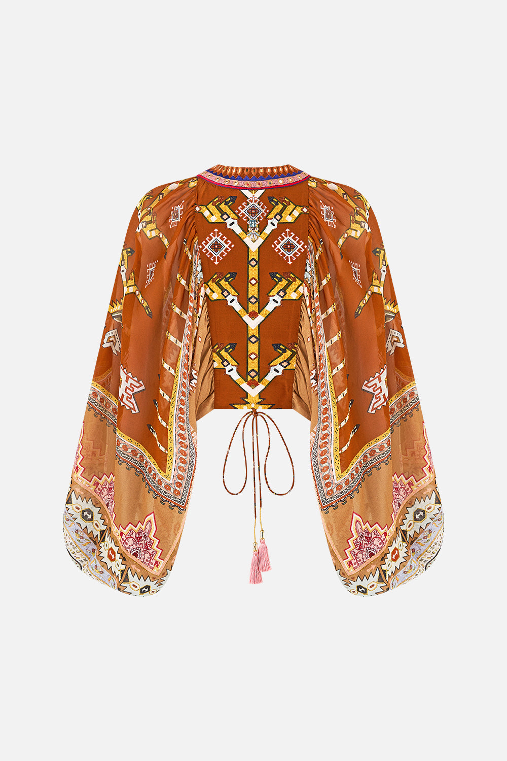 The CAMILLA LACE UP FRONT BLOUSON SLEEVE BLOUSE FABRIC OF TIME