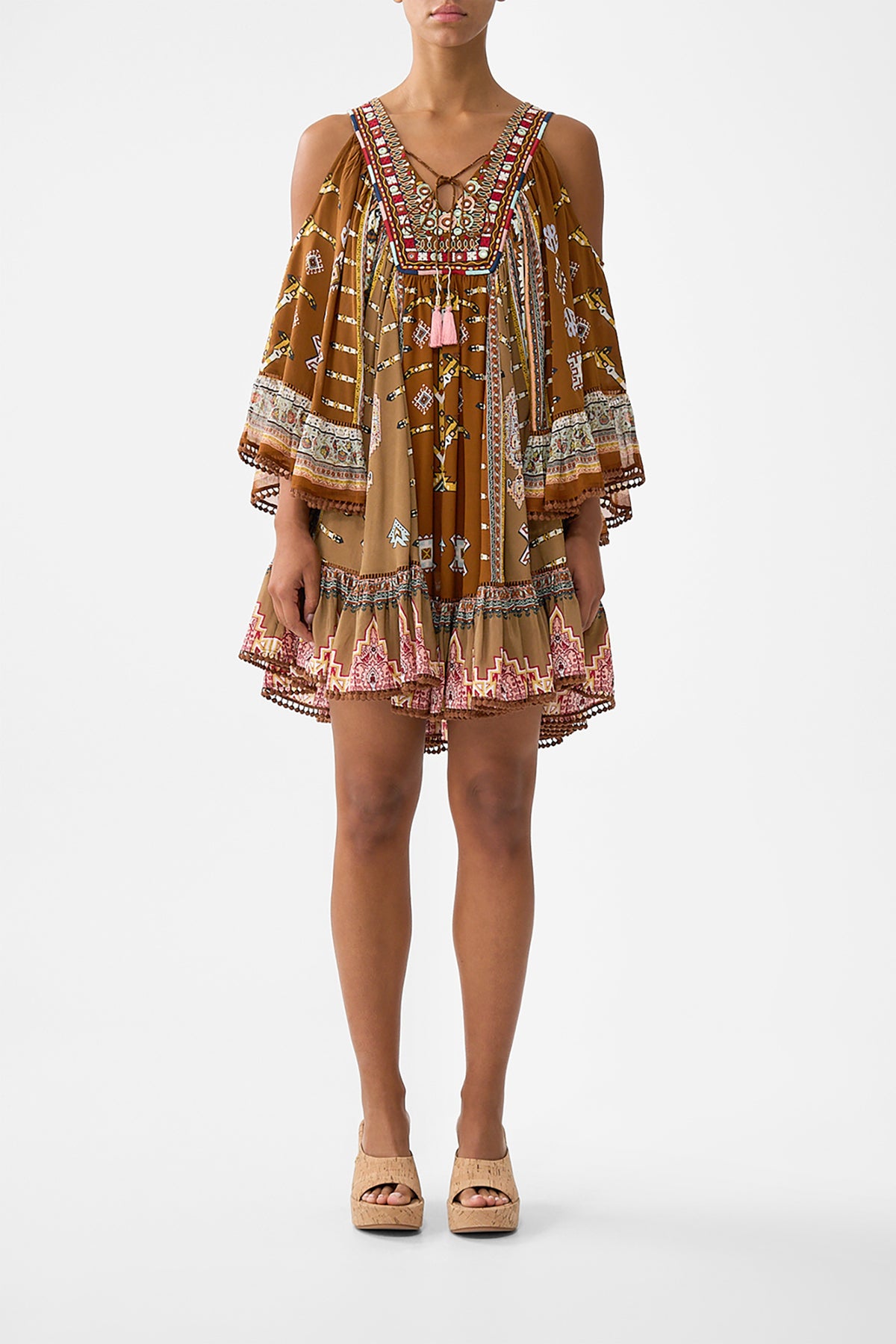 DROP SHOULDER RUFFLE DRESS FABRIC OF TIME